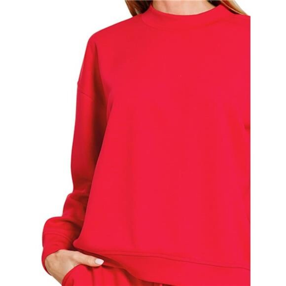 Zenana Scuba Long Sleeve Sweatshirt and Shorts Set - Picture 3 of 3